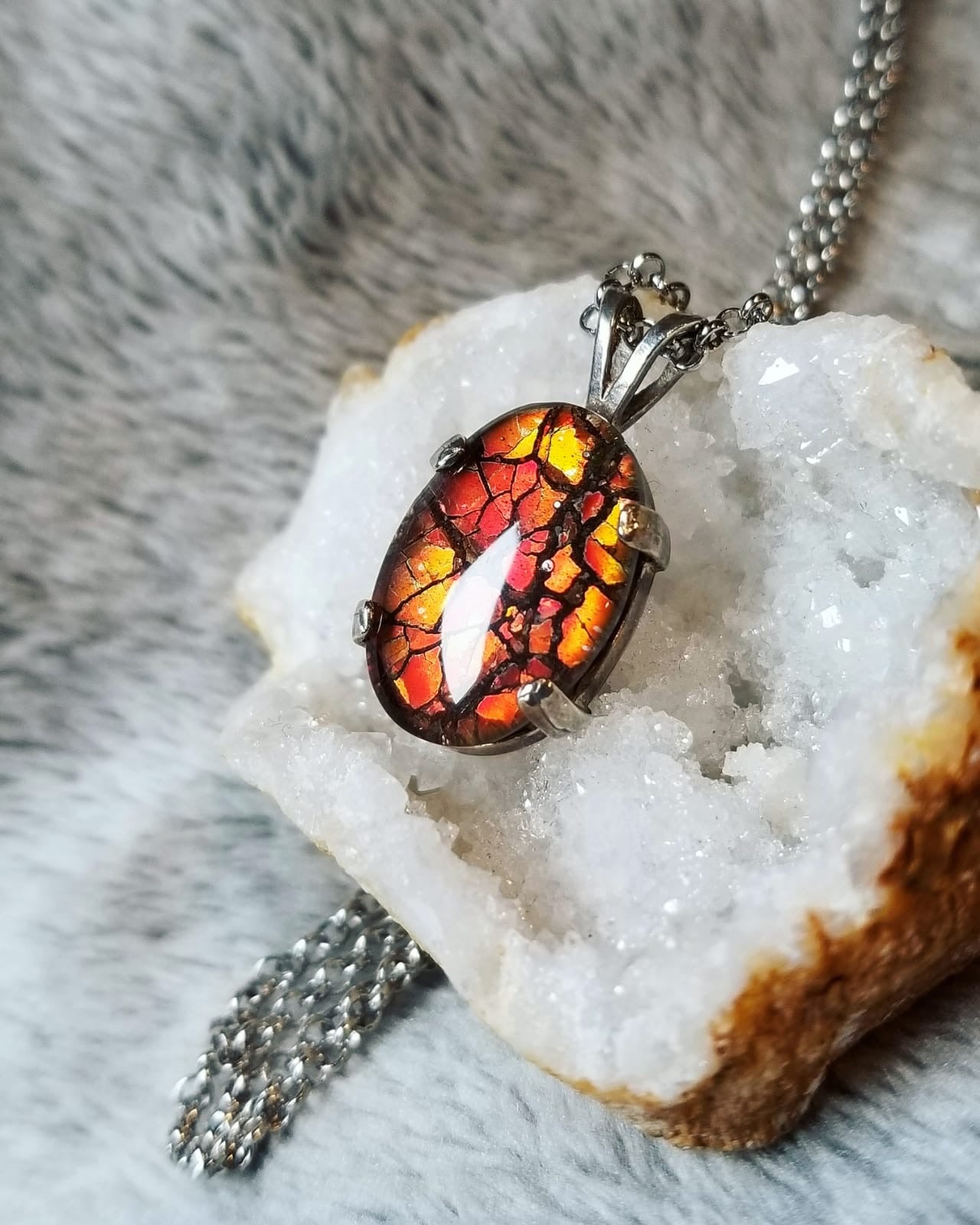 Ammolite Pendant ~ Dragon Skin