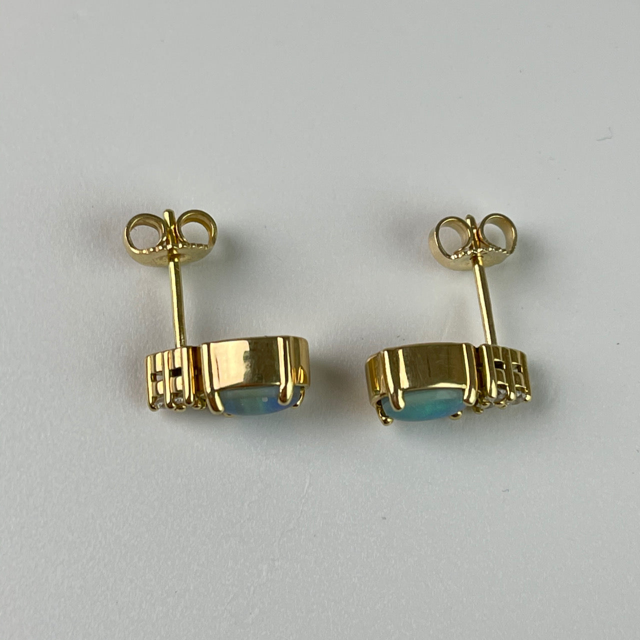 Pacific Blue BC Precious Opal Earrings 18K YG