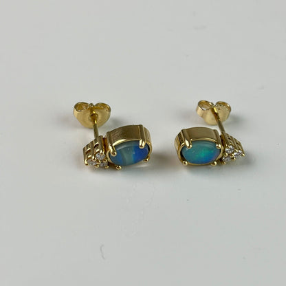 Pacific Blue BC Precious Opal Earrings 18K YG