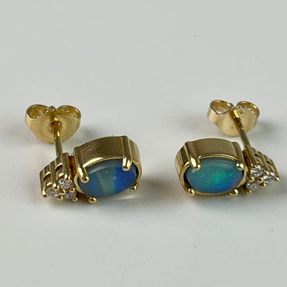 Pacific Blue BC Precious Opal Earrings 18K YG