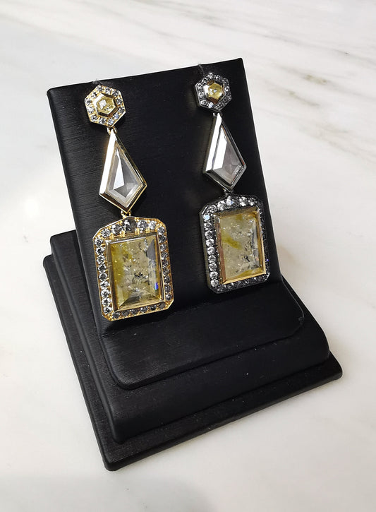 Yellow Diamond Earrings 18K YG