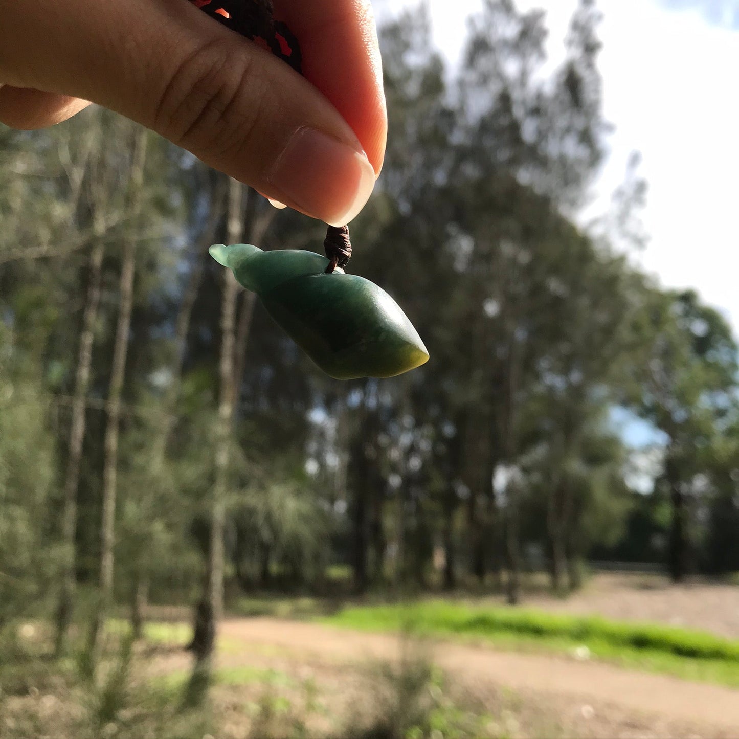 Seashell pendant (Guatemalan blue jadeite)