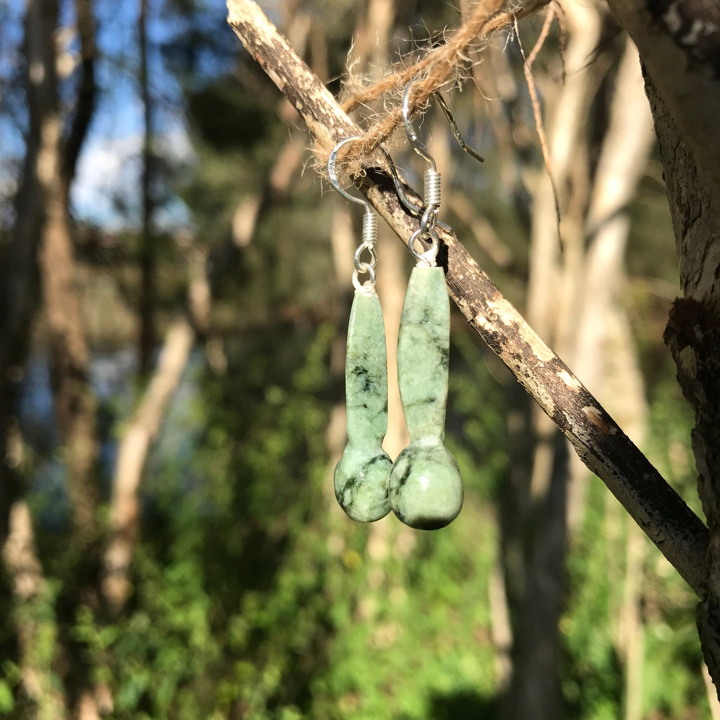 Seedling earrings (New Zealand pounamu)