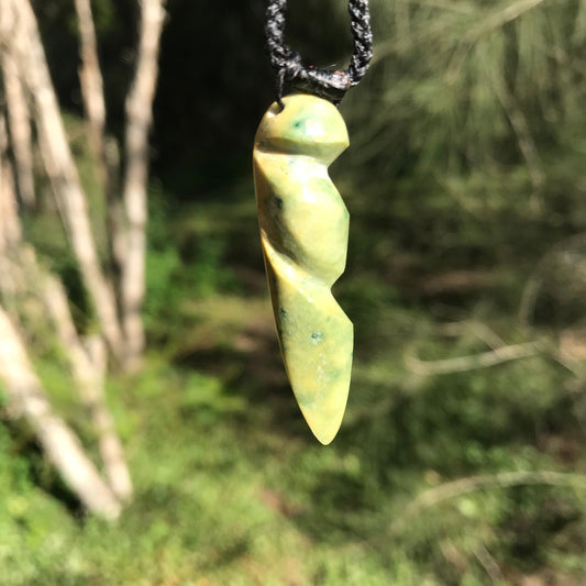 Carved freeform pendant (New Zealand flower jade)