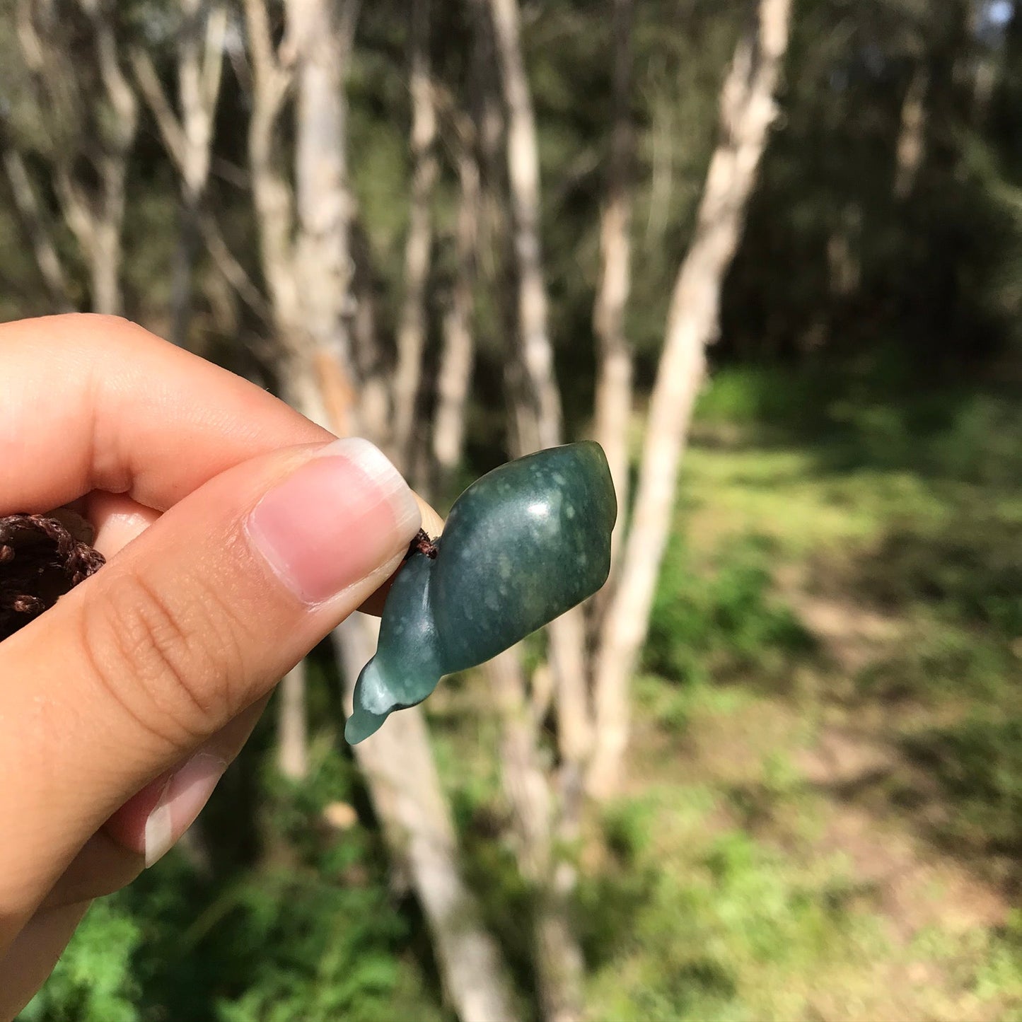 Seashell pendant (Guatemalan blue jadeite)