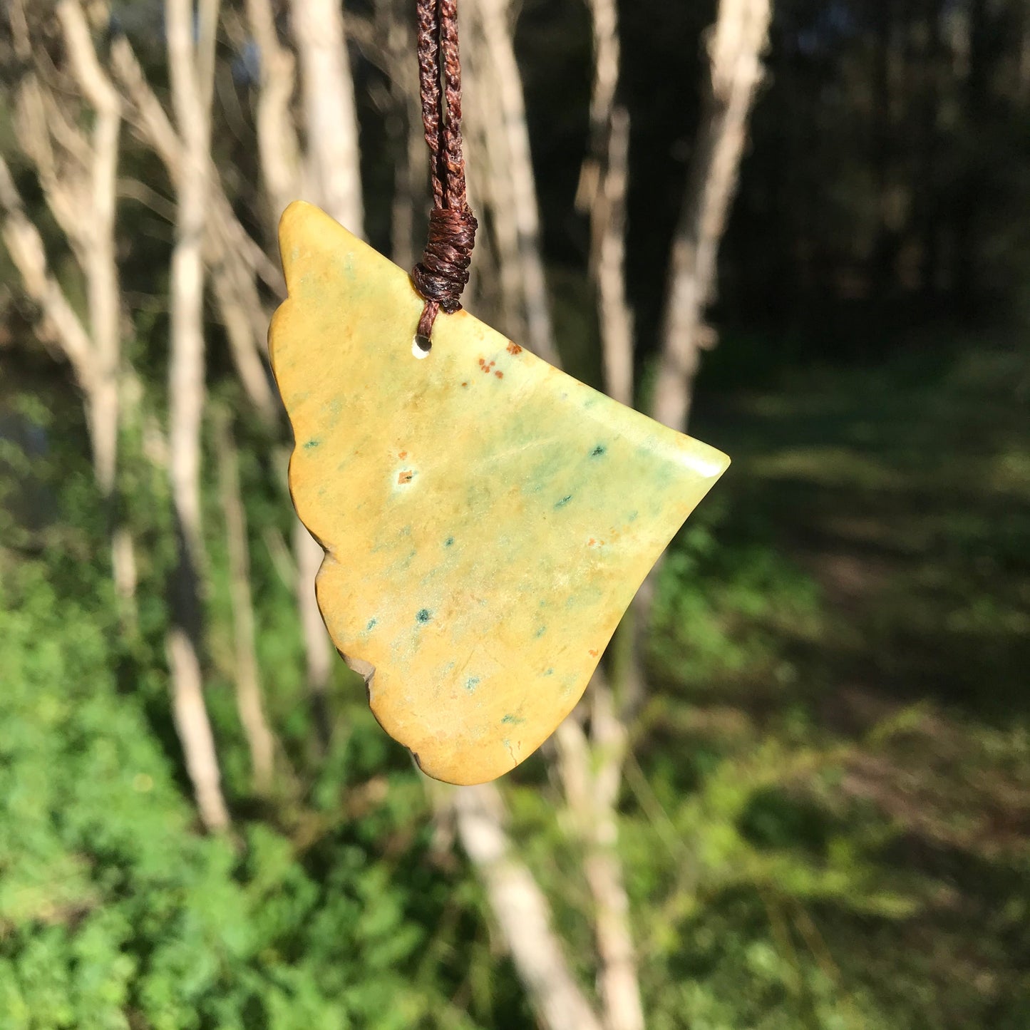 'Wing in flight' (New Zealand flower jade) Pendant