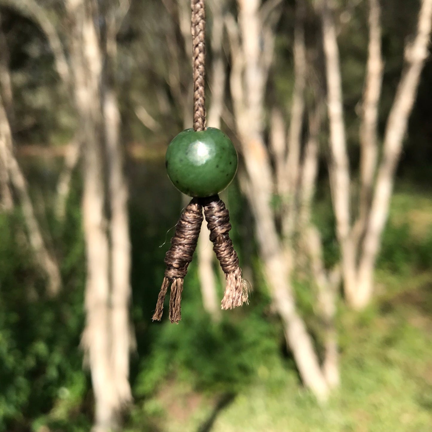 Bead drawstring necklace (Canadian jade)