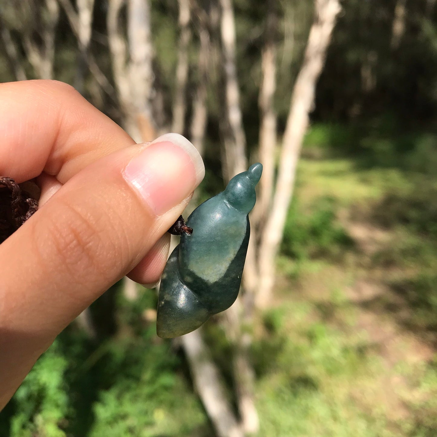 Seashell pendant (Guatemalan blue jadeite)