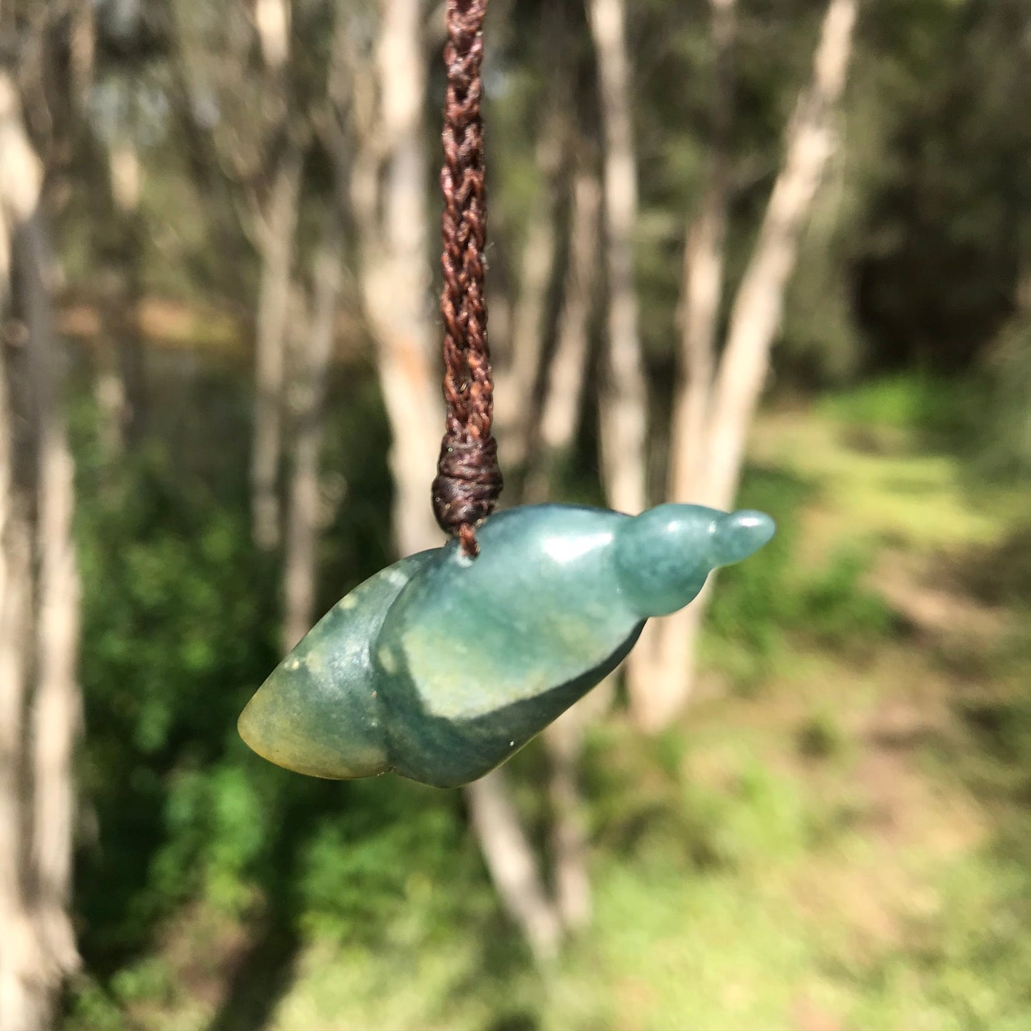 Seashell pendant (Guatemalan blue jadeite)