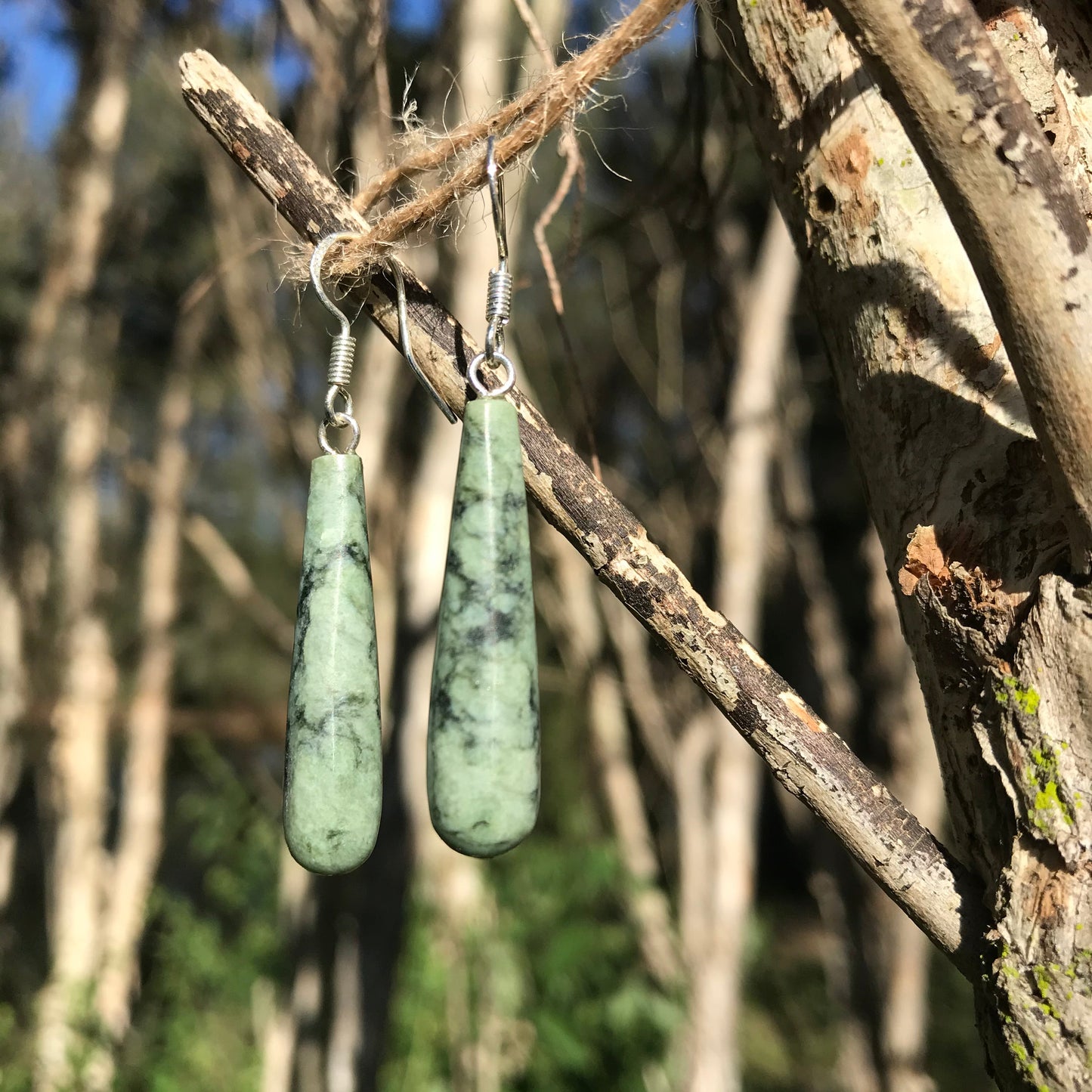 Teardrop earrings (New Zealand pounamu)